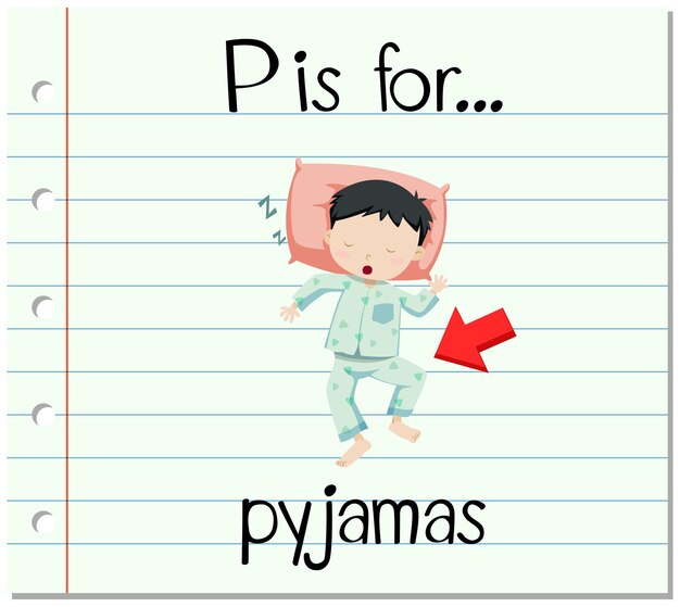 Vector gratuito la letra p de la flashcard es para pijamas