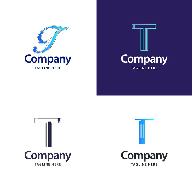 Letra T Big Logo Pack Design Diseño de logotipos creativos y modernos para su negocio