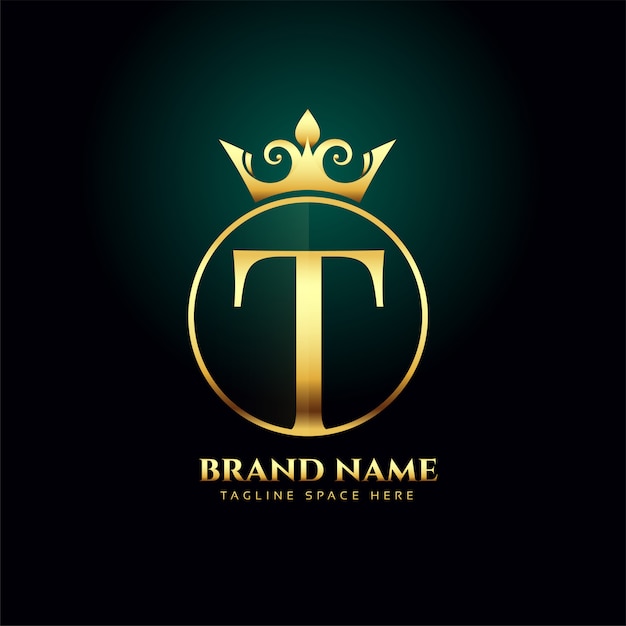 Letra T y plantilla de concepto de logotipo dorado crecido