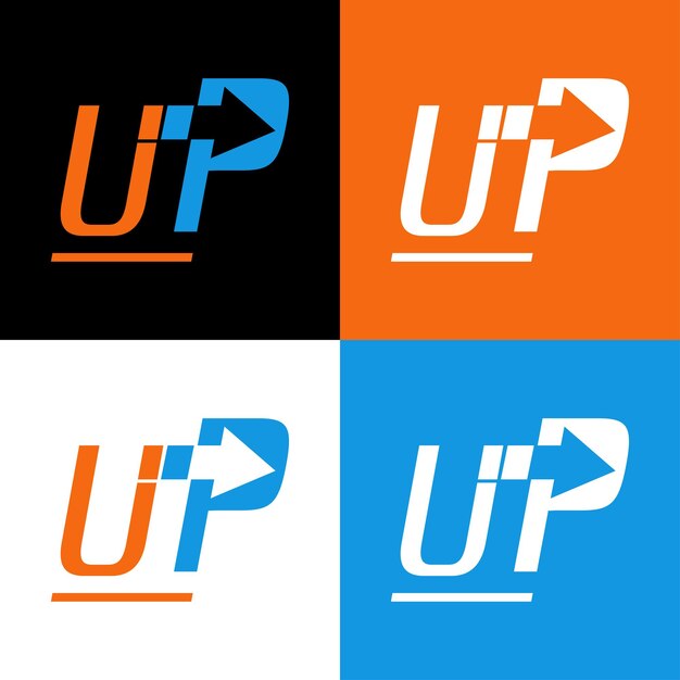 letra u p flechas diseño creativo del logotipo