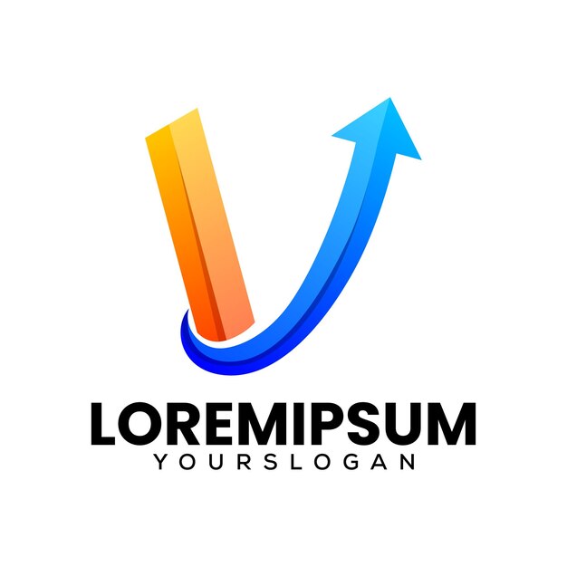 letra v flecha diseño de logotipo de icono colorido creativo