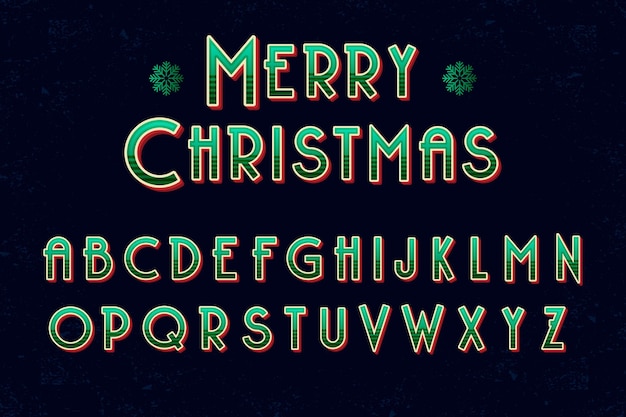 Vector gratuito letras alfabéticas de navidad retro