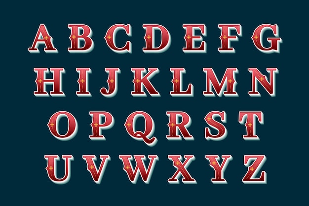 Letras alfabéticas navideñas en estilo vintage