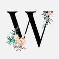 Vector gratuito letras del alfabeto botánico w