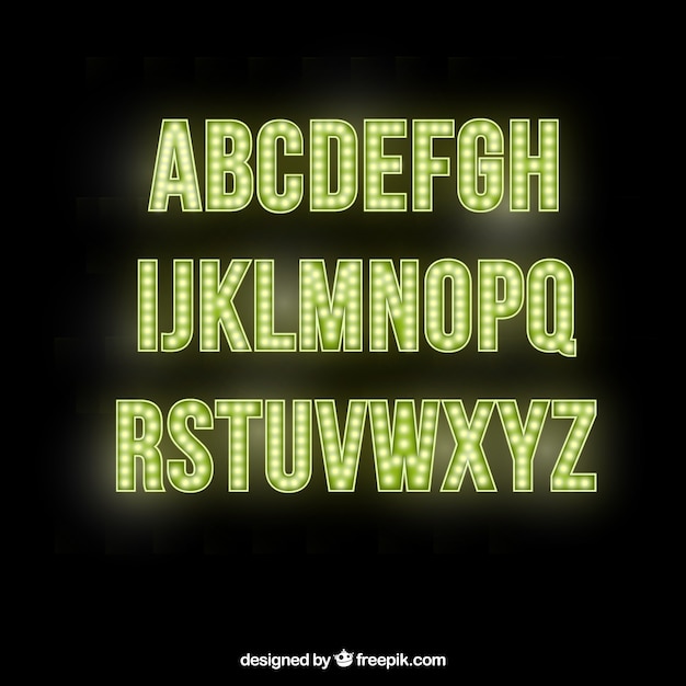 Vector gratuito letras del alfabeto brillantes