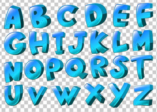 Vector gratuito letras del alfabeto en colores azules.