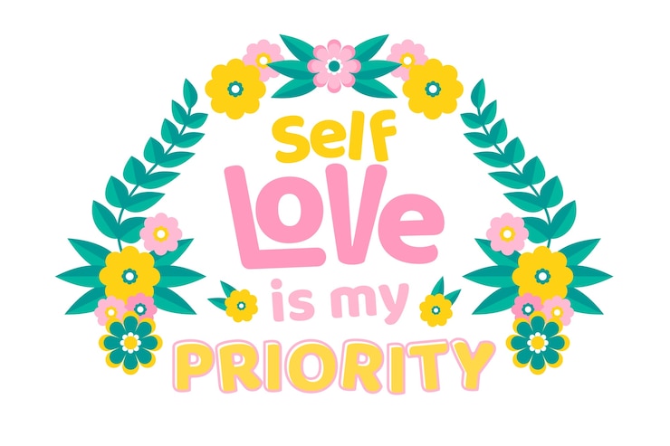 Vector gratuito letras de amor propio con flores