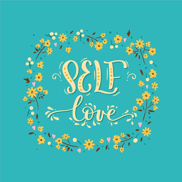 Vector gratuito letras de amor propio de flores