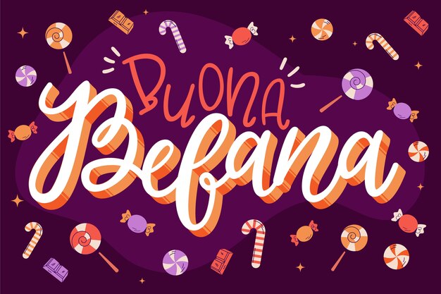 Letras befana planas dibujadas a mano