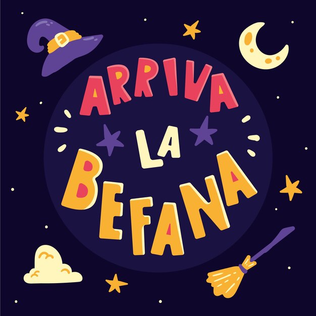 Vector gratuito letras befana planas dibujadas a mano