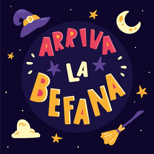 Letras befana planas dibujadas a mano