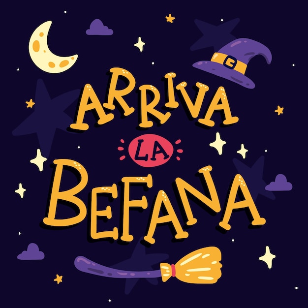 Vector gratuito letras befana planas dibujadas a mano