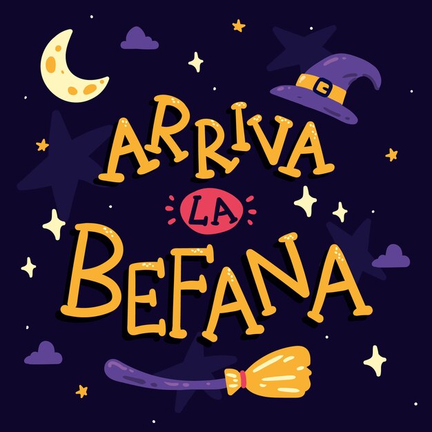 Letras befana planas dibujadas a mano