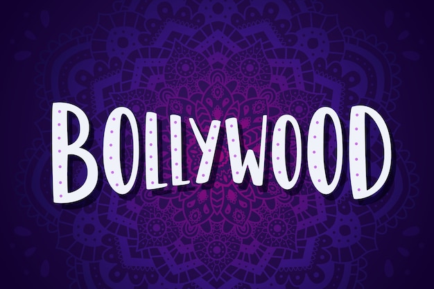 Vector gratuito letras de bollywood con papel tapiz mandala