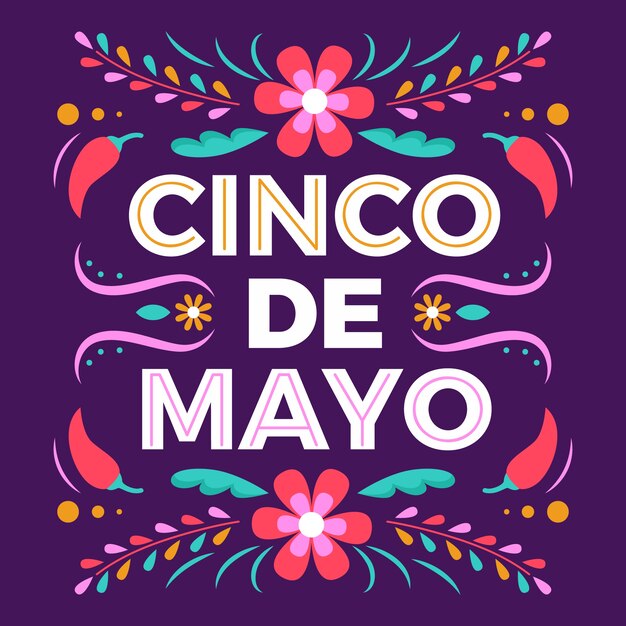 Letras de cinco de mayo con flores