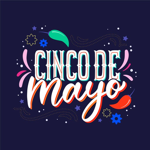 Letras de cinco de mayo y fuegos artificiales