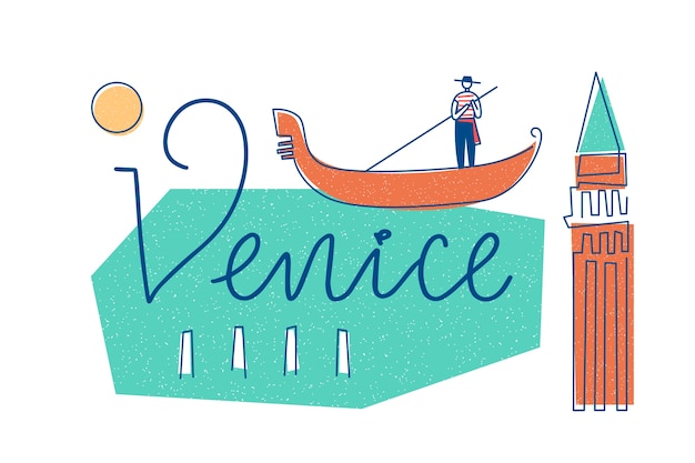 Vector gratuito letras de la ciudad concepto de venecia