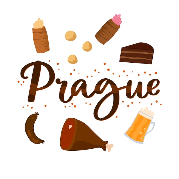 Vector gratuito letras de la ciudad de praga