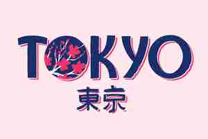 Vector gratuito letras de la ciudad de tokio sobre fondo rosa