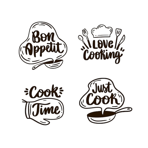 Vector gratuito letras de cocina dibujadas a mano