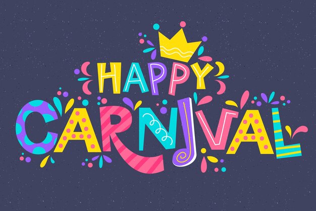 Letras coloridas de carnaval con saludo