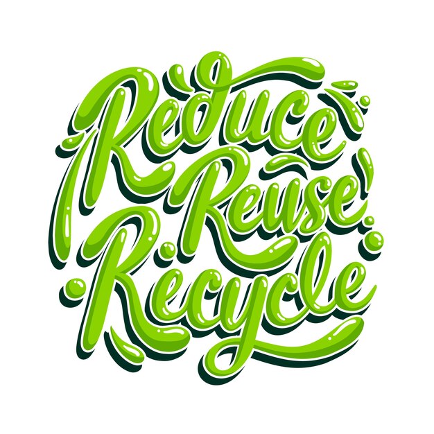 Letras de concepto de reciclaje dibujadas a mano
