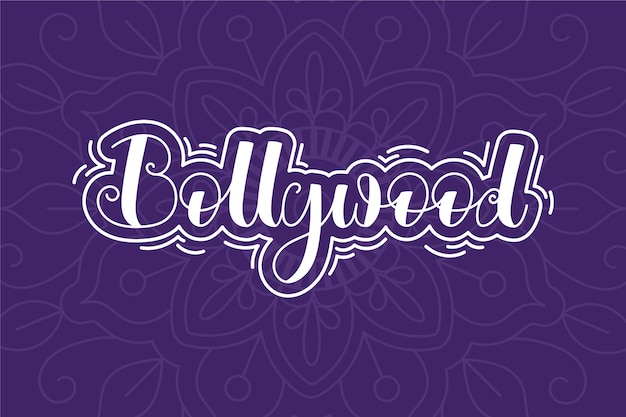 Vector gratuito letras creativas de bollywood con fondo de mandala