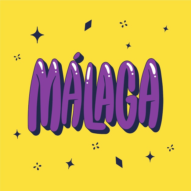 Vector gratuito letras creativas de málaga dibujadas a mano