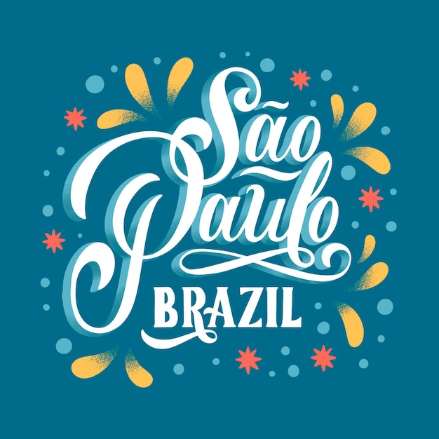 Vector gratuito letras creativas de sao paulo con adornos de colores