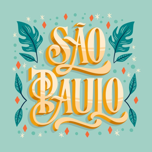 Vector gratuito letras creativas de sao paulo con hojas