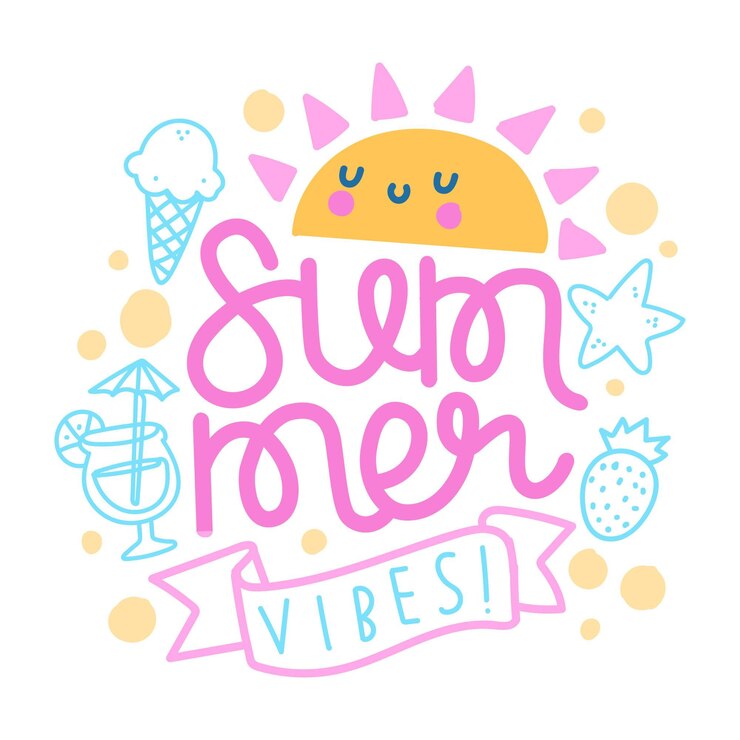 Vector gratuito letras creativas de vibraciones de verano