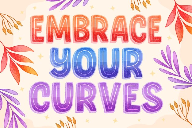 Letras de cuerpo positivo y neutralidad dibujadas a mano