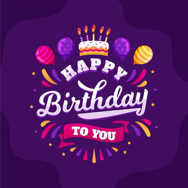 Letras de cumpleaños con elementos dibujados a mano