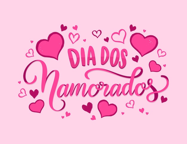 Letras de dia dos namorados dibujadas a mano