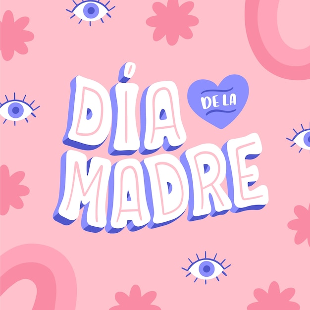 Letras del día de la madre dibujadas a mano en español