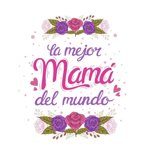 Letras del día de la madre dibujadas a mano en español