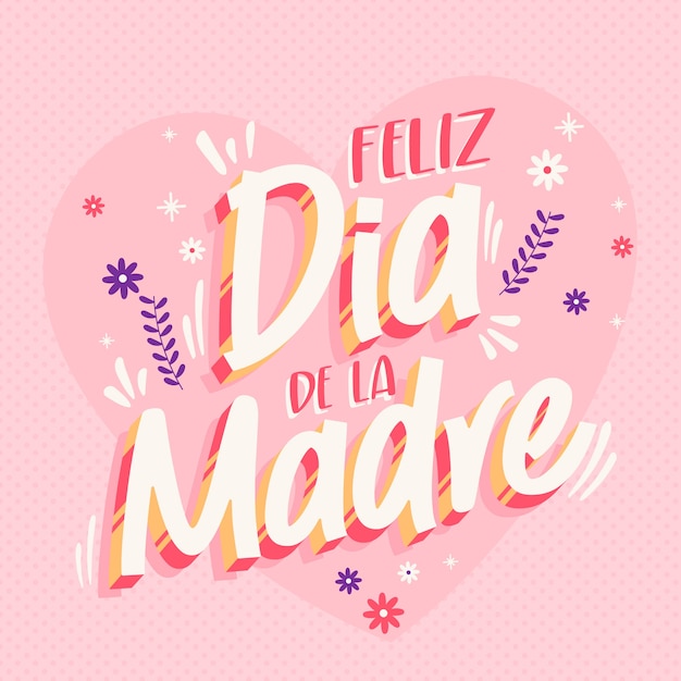 Letras del día de la madre dibujadas a mano en español