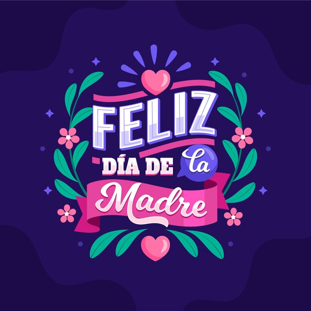 Letras del día de la madre dibujadas a mano en español