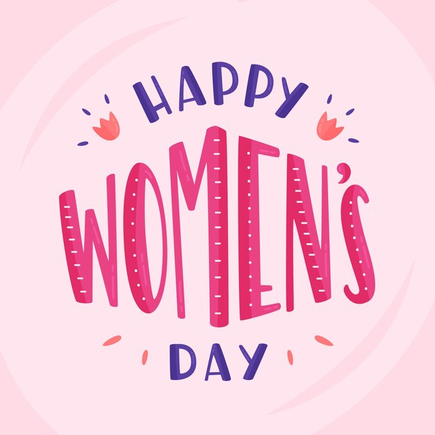 Letras del día de la mujer sobre fondo rosa