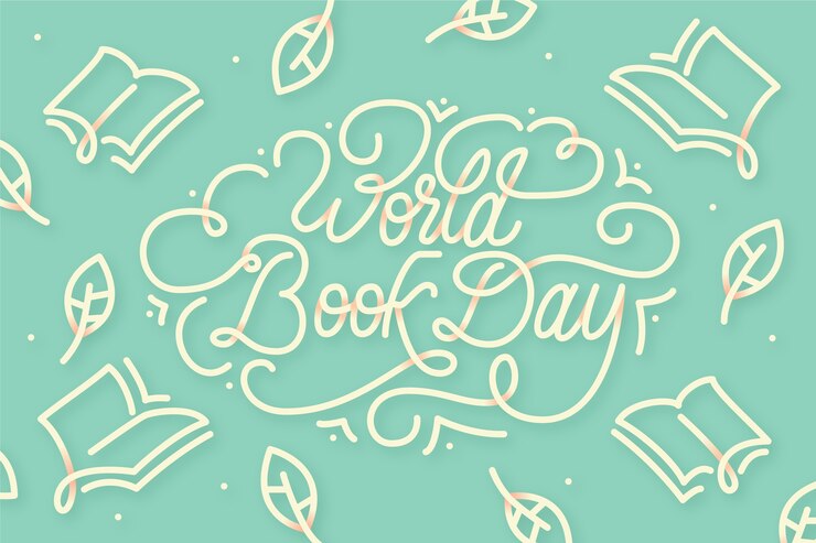 Vector gratuito letras del día mundial del libro de diseño plano