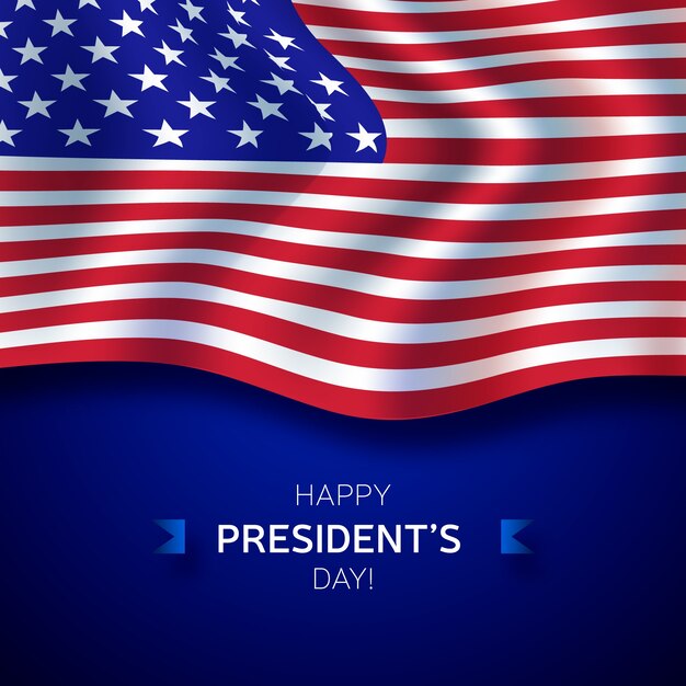 Letras del día del presidente con bandera realista americana