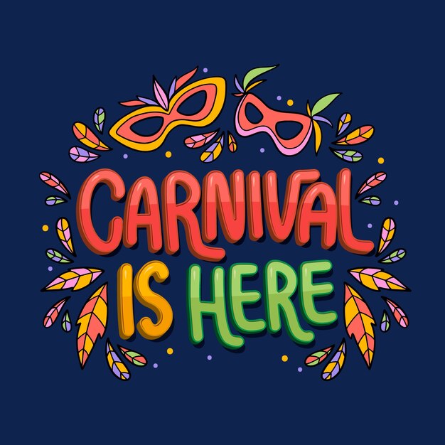 Letras dibujadas a mano para la celebración de la fiesta de carnaval