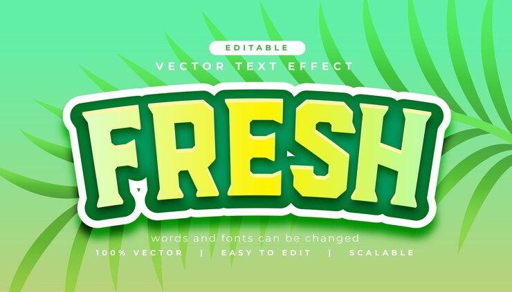 Vector gratuito letras con efecto de texto fresco editable con diseño de hojas