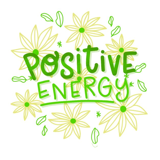 Letras de energía positiva con flores