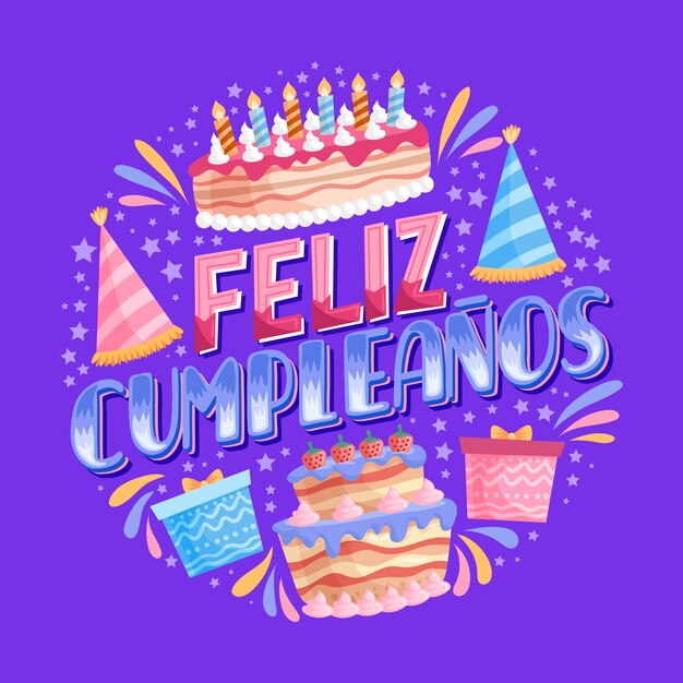 Letras de feliz cumpleaños de colores