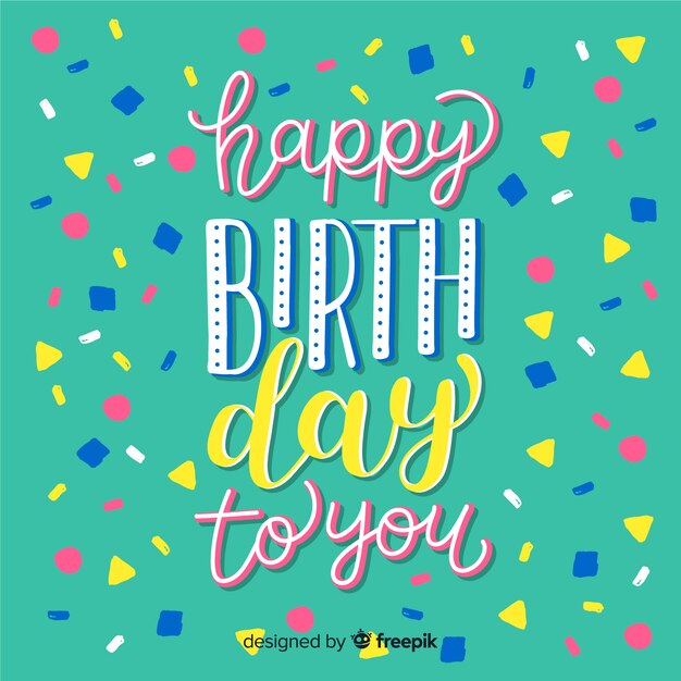Letras de feliz cumpleaños con confeti
