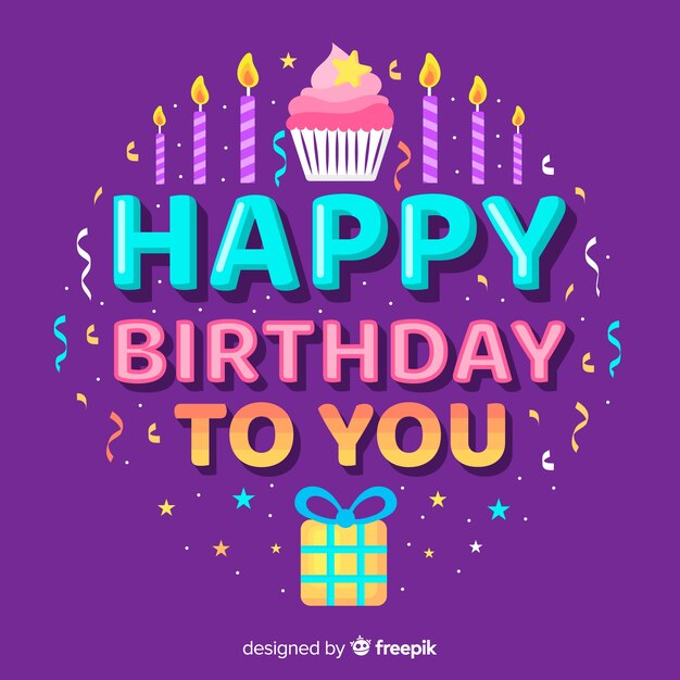 Letras de feliz cumpleaños con cupcake