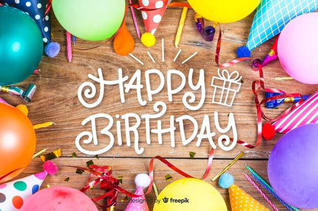 Letras de feliz cumpleaños con globos de colores