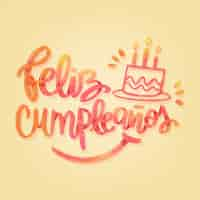 Vector gratuito letras de feliz cumpleaños con pastel y velas