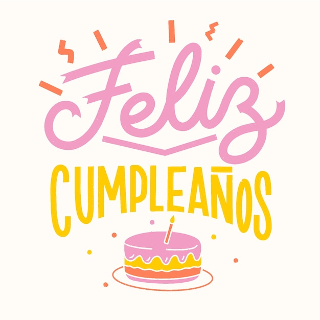 Vector gratuito letras de feliz cumpleaños con pastel